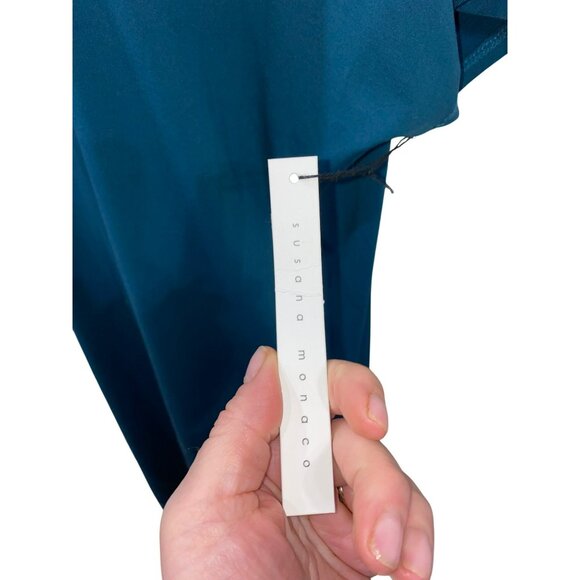 NWT Susana Monaco Teal Drop Shoulder Turtleneck Dress S Retail $83 - Picture 4 of 6